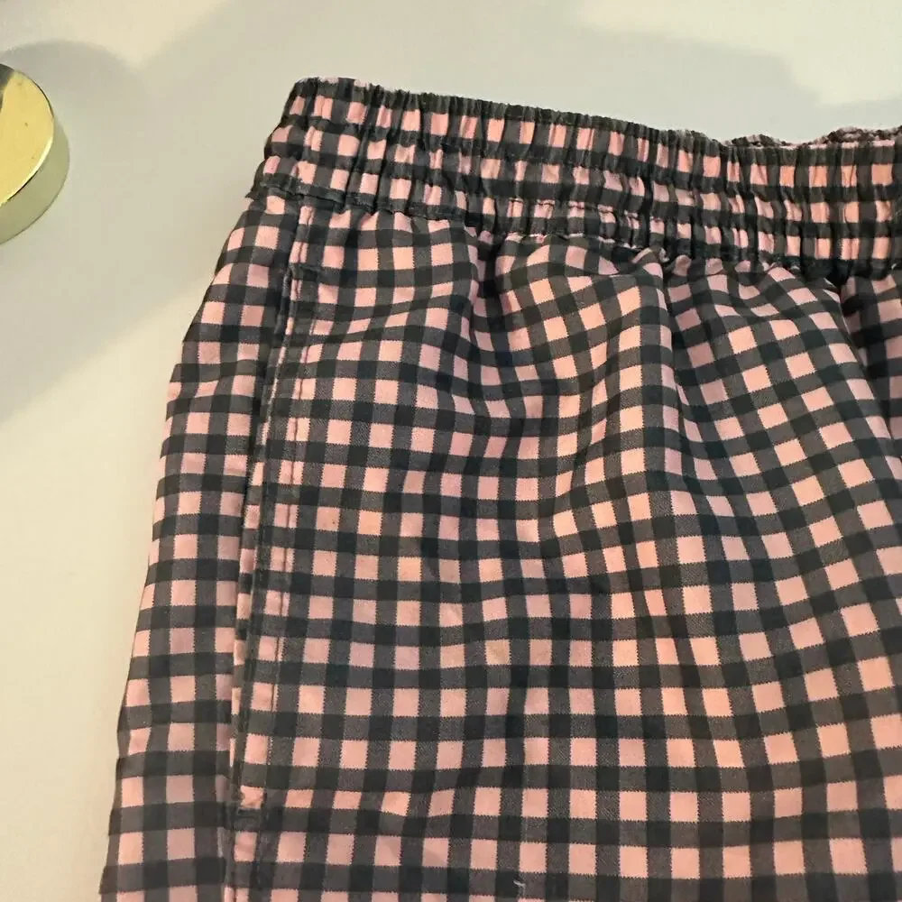 Goodfellow Men's Pink Navy Blue Check Plaid Gingham Swim Trunks Size Large